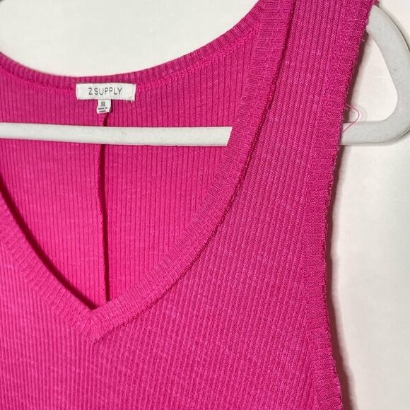 Z Supply Raspberry Ribbed Knit Sleeveless Swing Dress Beach Coverup XL #WW - Picture 4 of 9